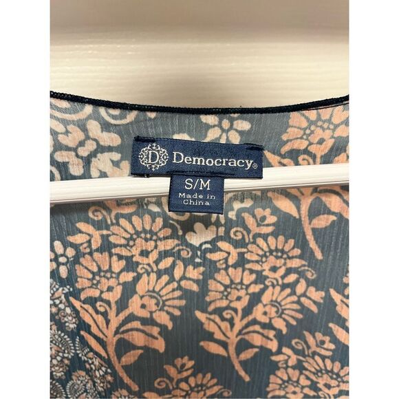 Democracy Blue & Rust Boho Open Front Kimono sz S/M NWT - Picture 4 of 7